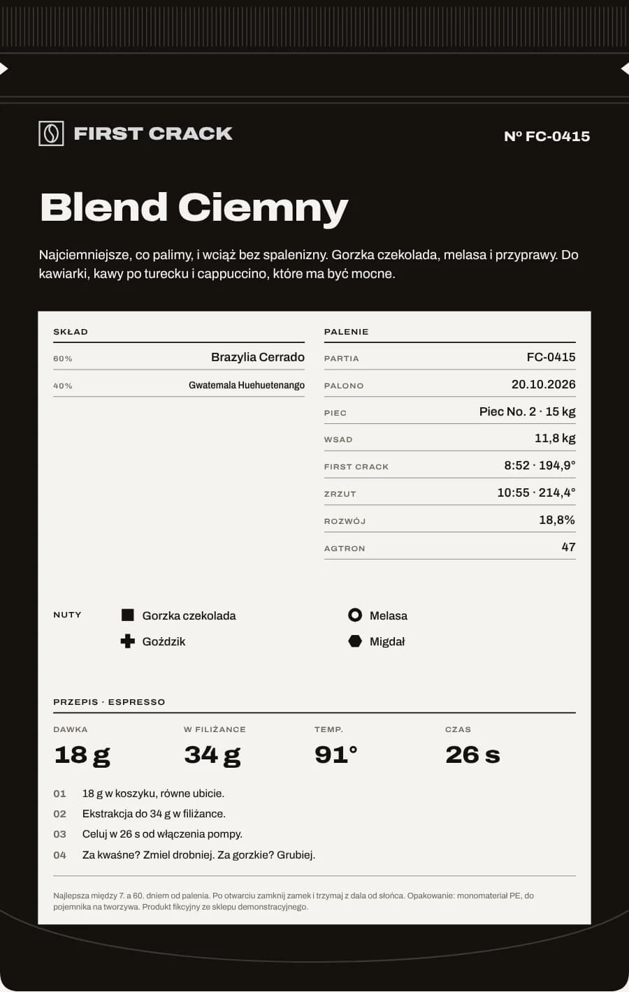 Blend Ciemny, Tył