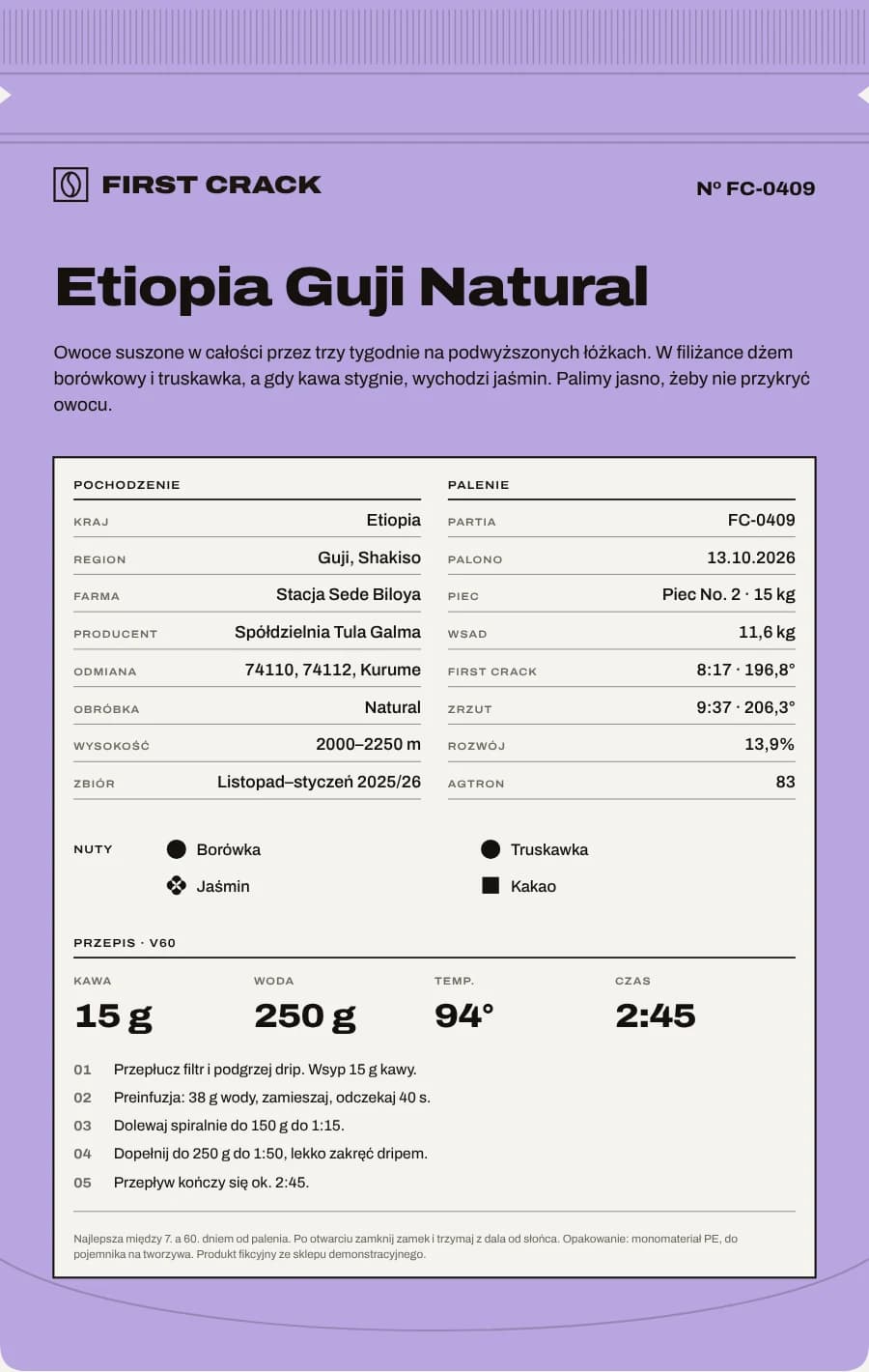 Etiopia Guji Natural, tył